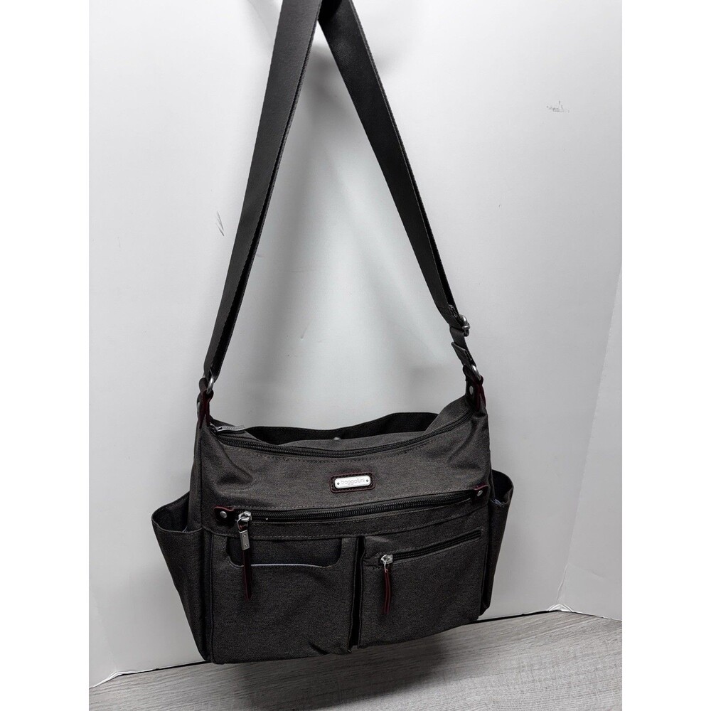 baggallini Nylon Anywhere Large Dark Umber Crossbody/Shoulder w/RFID Purse VGC